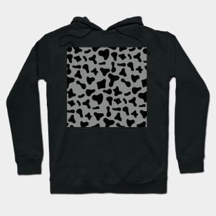 Black Dairy Cow Print Pattern on Grey Background Hoodie